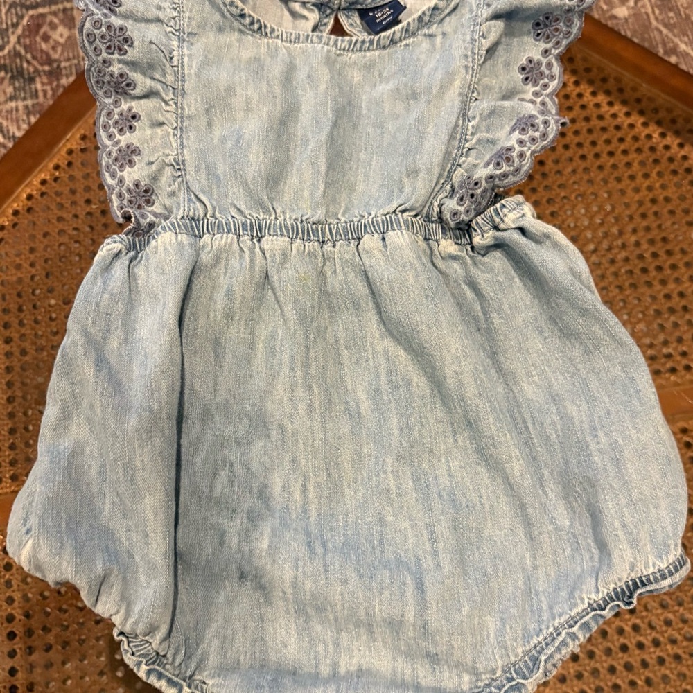 GAP Baby Denim Ruffle Bubble Shorty One-Piece